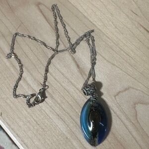 Blue & Silver Beachy Pendant Necklace